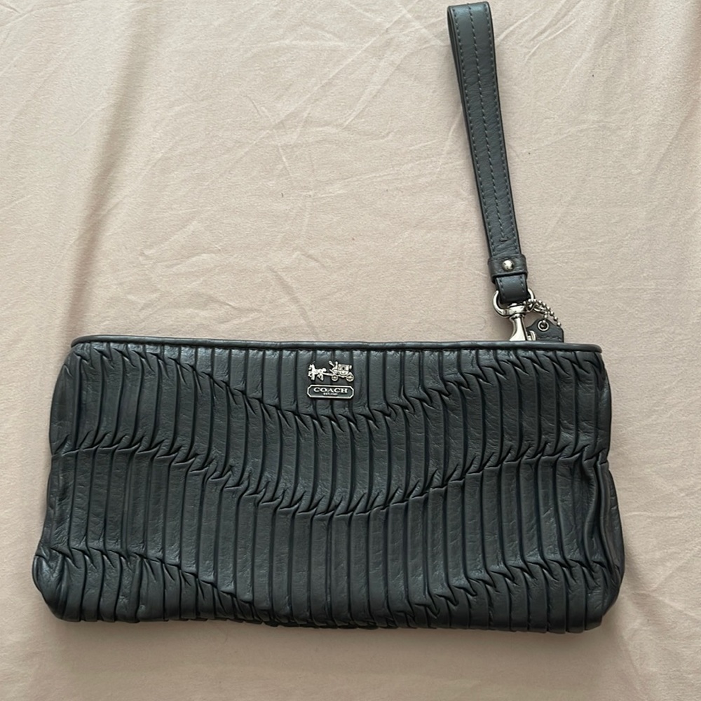 Coach Gray leather clutch
